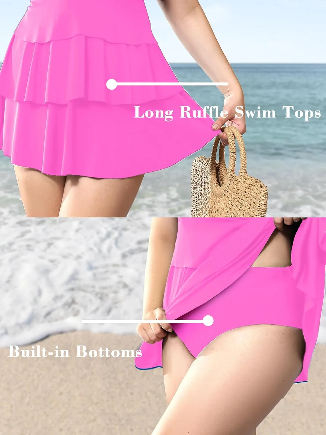 Plus Size Tankini Swimsuits for Women 2025 Tummy Control Two Piece Bathing Suits Ruffle Swim Tops with Bottoms