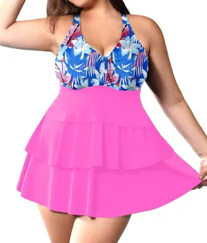 Plus Size Tankini Swimsuits for Women 2025 Tummy Control Two Piece Bathing Suits Ruffle Swim Tops with Bottoms