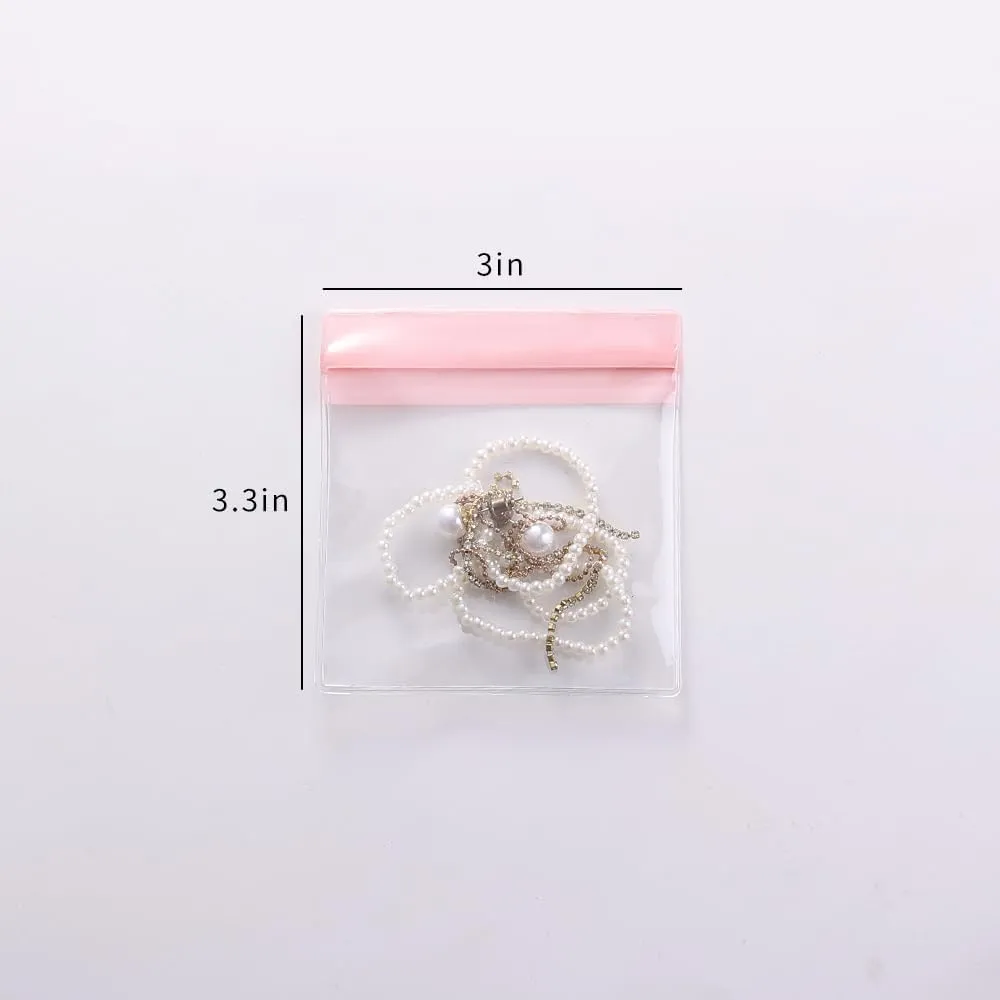 PVC Antioxidant Jewelry Storage Pouches Bracelets Necklaces Earrings Rings Storage Bags (PINK, MIXED 1,30)