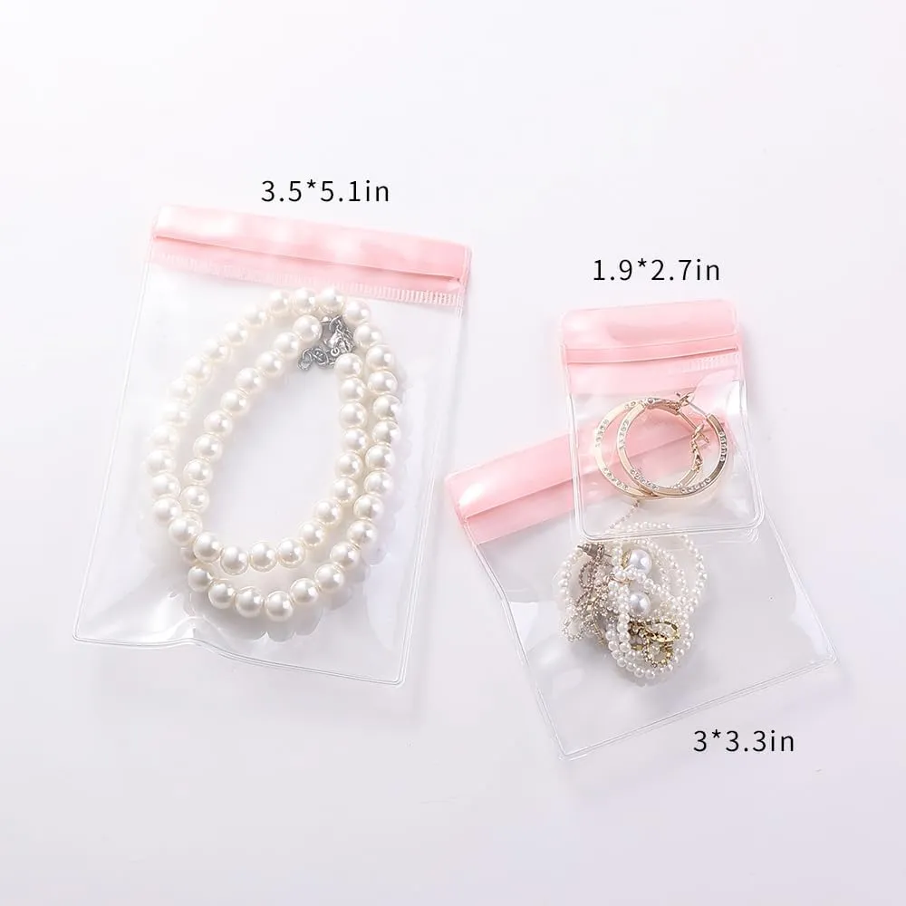 PVC Antioxidant Jewelry Storage Pouches Bracelets Necklaces Earrings Rings Storage Bags (PINK, MIXED 1,30)