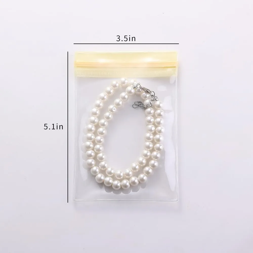 PVC Antioxidant Jewelry Storage Pouches Bracelets Necklaces Earrings Rings Storage Bags (YELLOW, MIXED 1,30pcs)