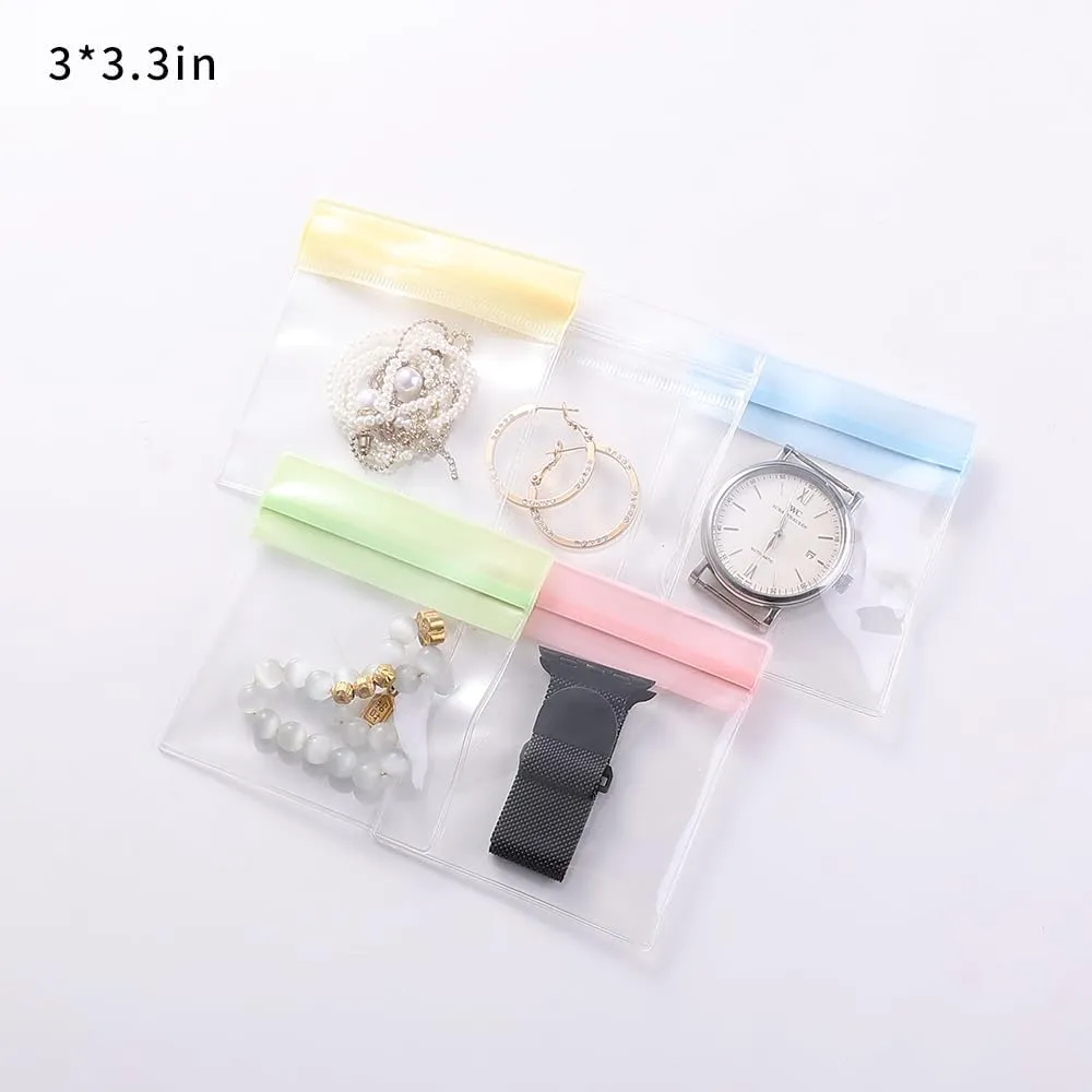 PVC Antioxidant Jewelry Storage Pouches Bracelets Necklaces Earrings Rings Storage Bags (YELLOW, MIXED 1,30pcs)