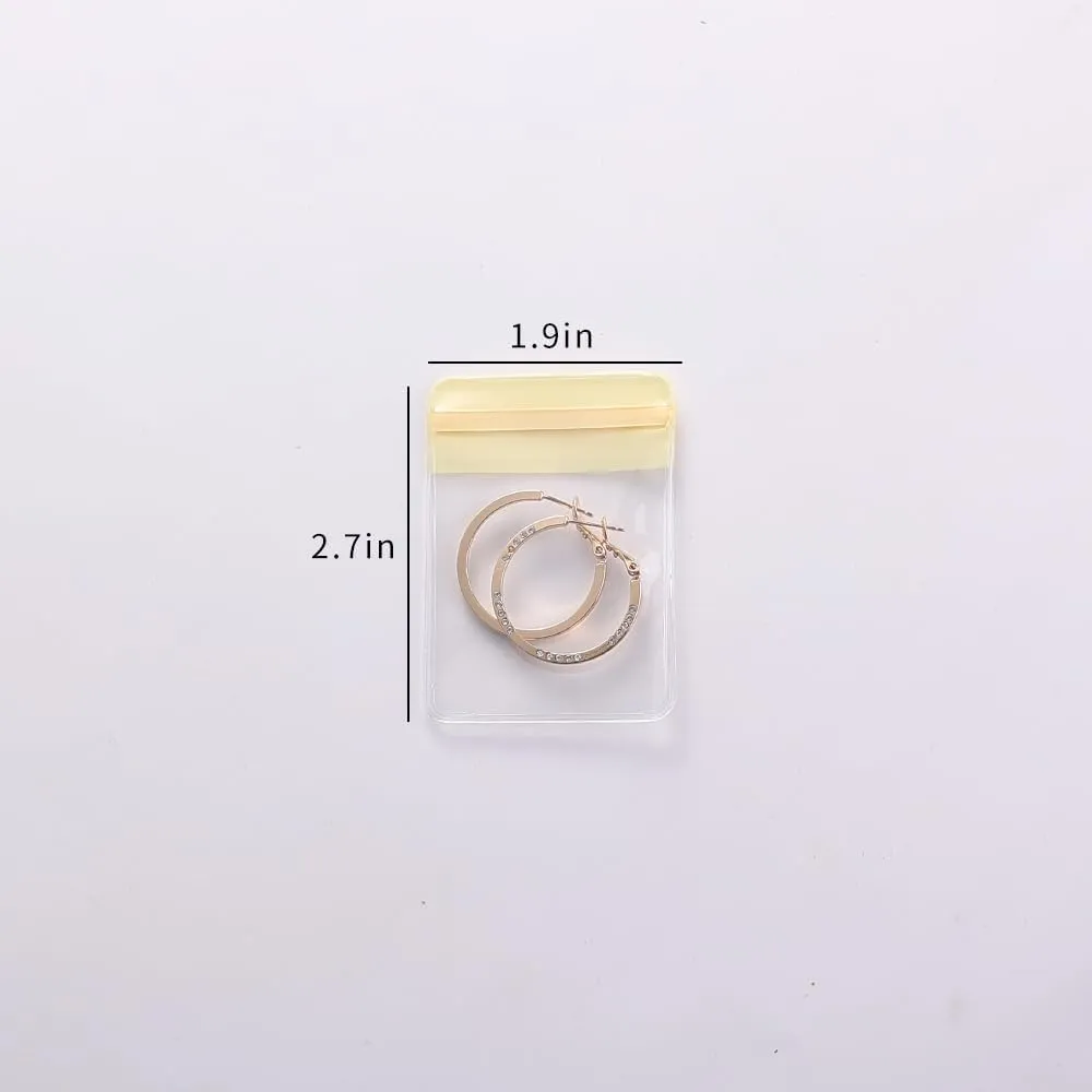 PVC Antioxidant Jewelry Storage Pouches Bracelets Necklaces Earrings Rings Storage Bags (YELLOW, MIXED 1,30pcs)
