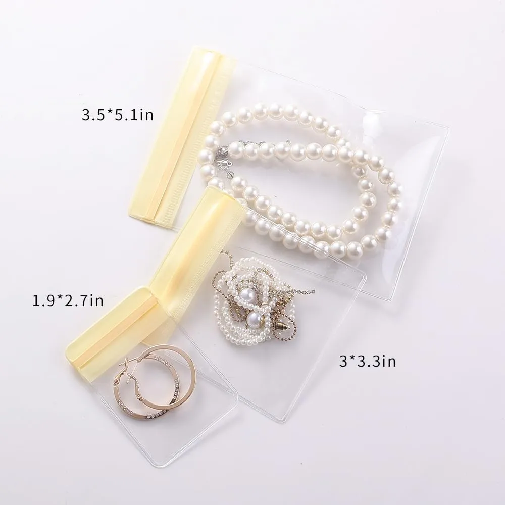 PVC Antioxidant Jewelry Storage Pouches Bracelets Necklaces Earrings Rings Storage Bags (YELLOW, MIXED 1,30pcs)