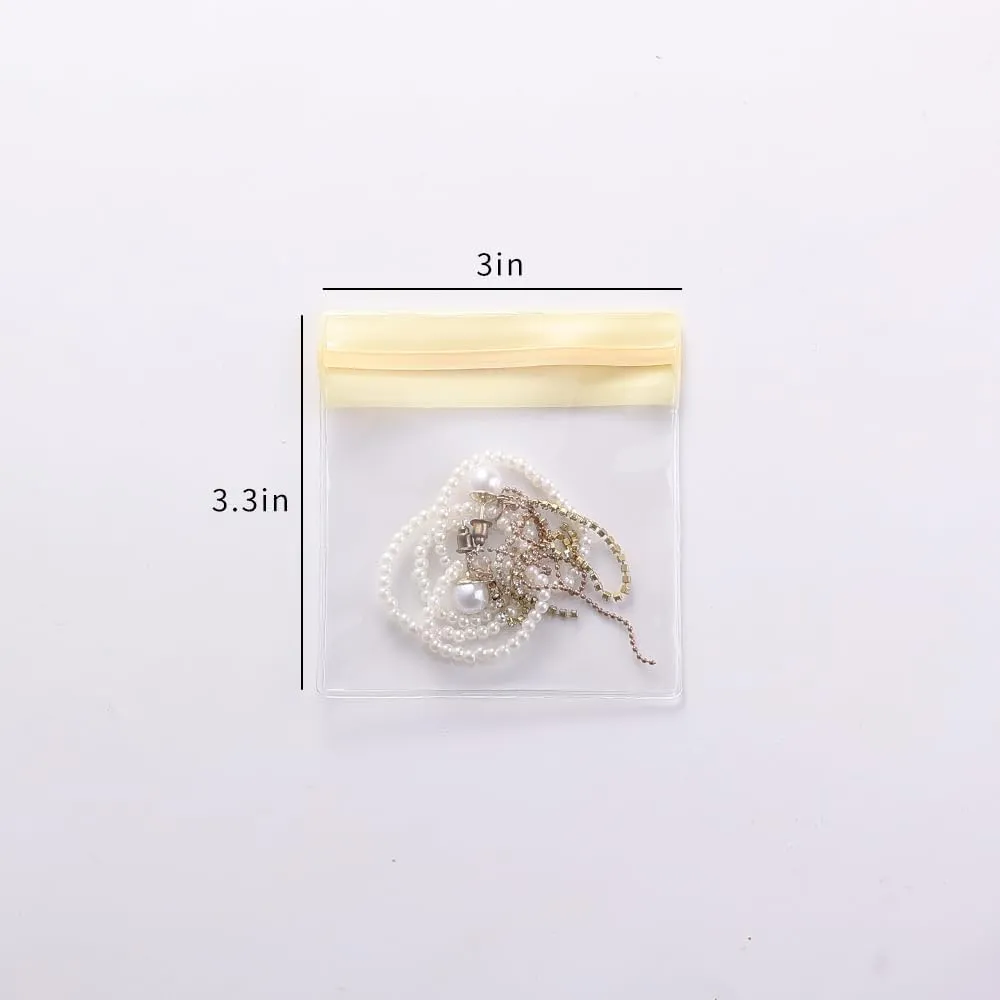 PVC Antioxidant Jewelry Storage Pouches Bracelets Necklaces Earrings Rings Storage Bags (YELLOW, MIXED 1,30pcs)