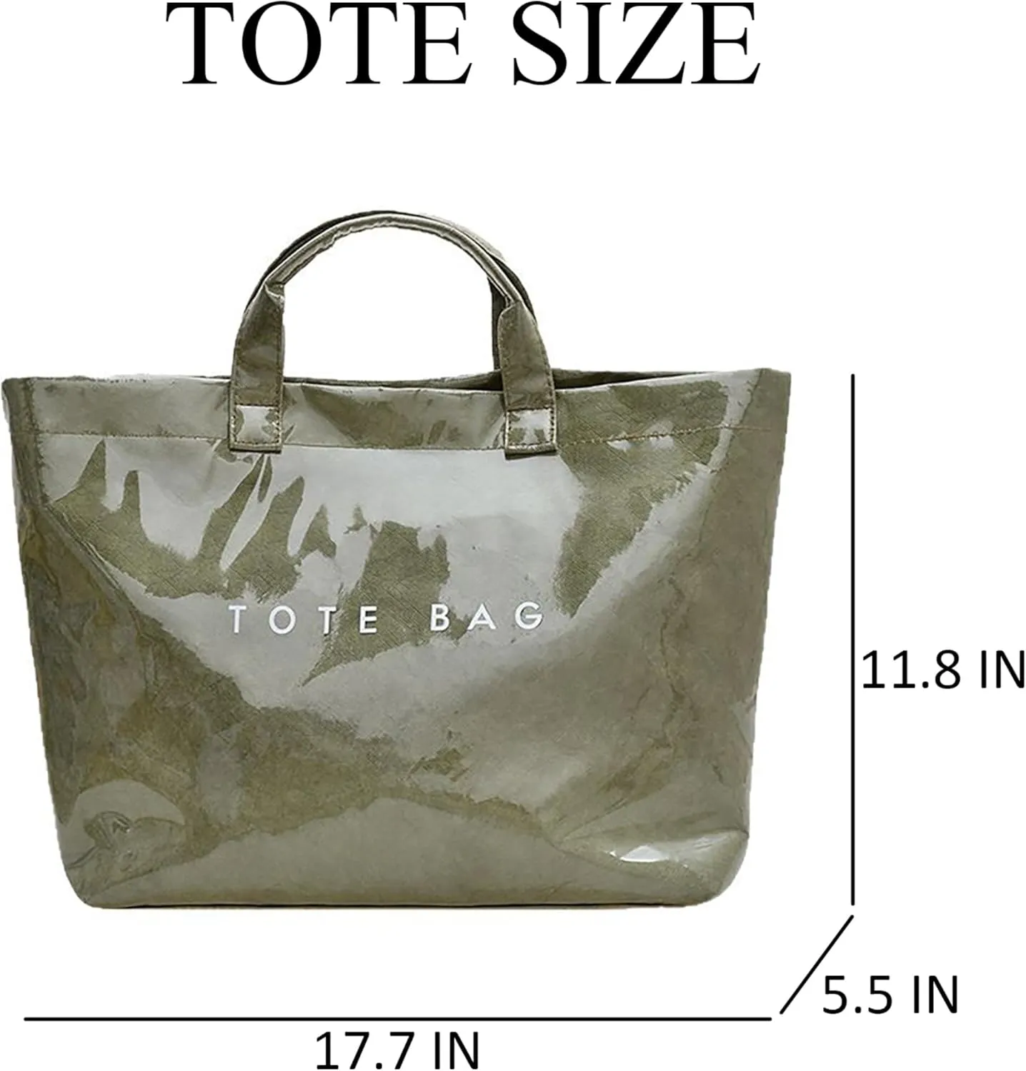 PVC Tote Bags for Women Letter Print Kraft Paper Plastic Tote Bags with Handles Clear Plastic Handbag Shopping Bag
