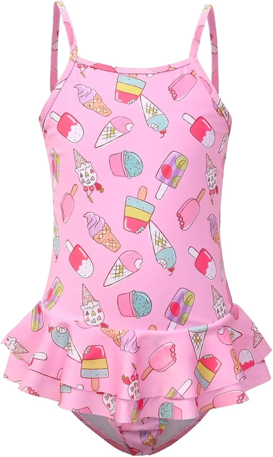 QPANCY One Piece Swimsuits for Girl Ruffle Unicorn Bathing Suits Strap Swimwear