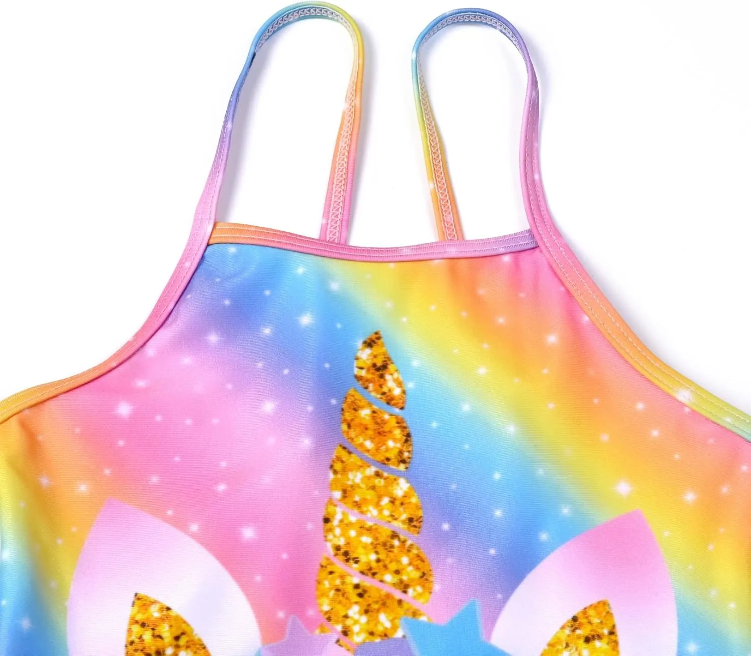 QPANCY One Piece Swimsuits for Girl Ruffle Unicorn Bathing Suits Strap Swimwear