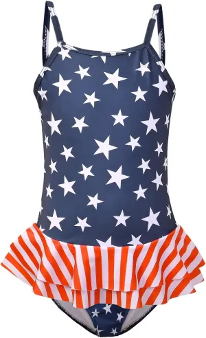 QPANCY One Piece Swimsuits for Girl Ruffle Unicorn Bathing Suits Strap Swimwear
