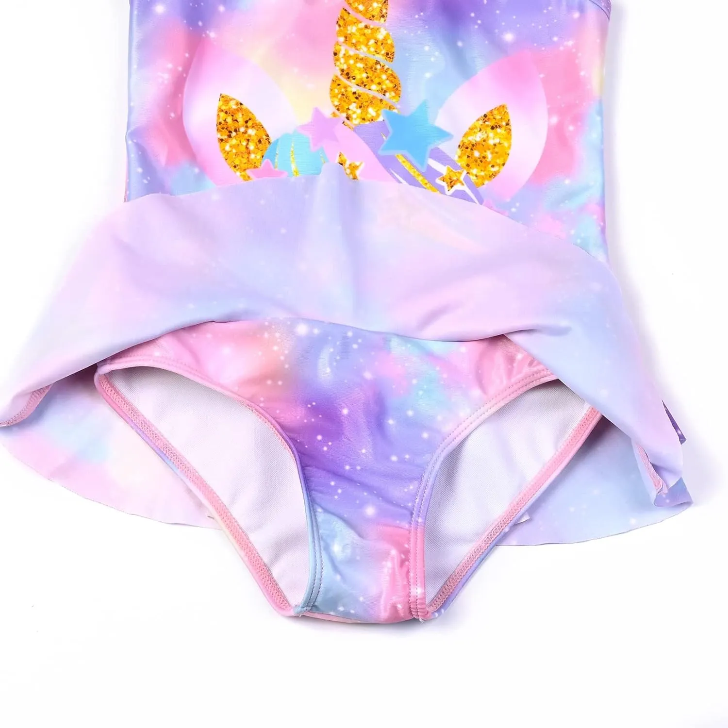 QPANCY One Piece Swimsuits for Girl Ruffle Unicorn Bathing Suits Strap Swimwear