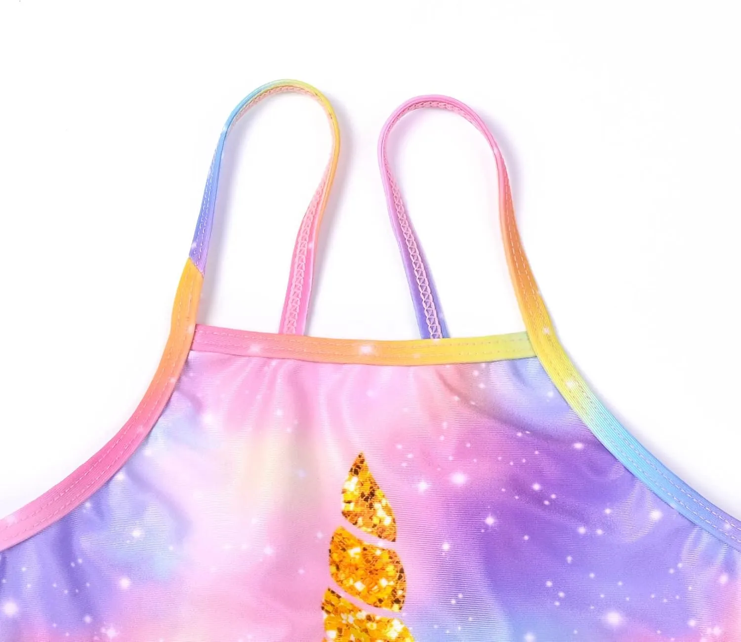 QPANCY One Piece Swimsuits for Girl Ruffle Unicorn Bathing Suits Strap Swimwear
