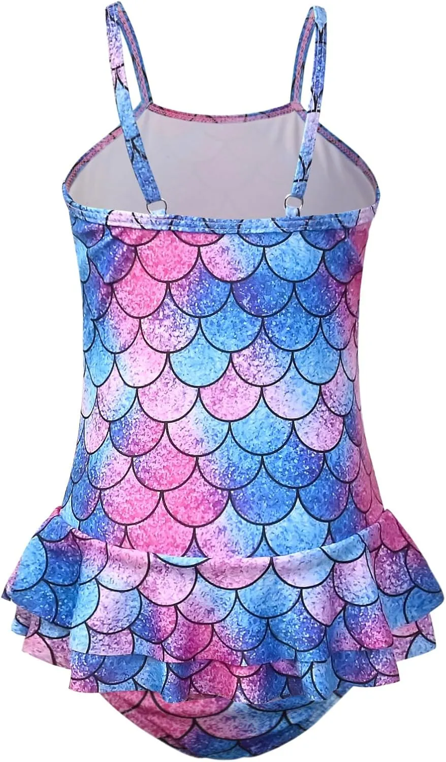 QPANCY One Piece Swimsuits for Girl Ruffle Unicorn Bathing Suits Strap Swimwear
