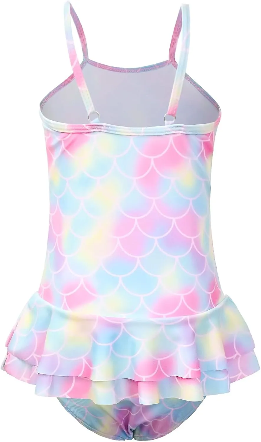 QPANCY One Piece Swimsuits for Girl Ruffle Unicorn Bathing Suits Strap Swimwear