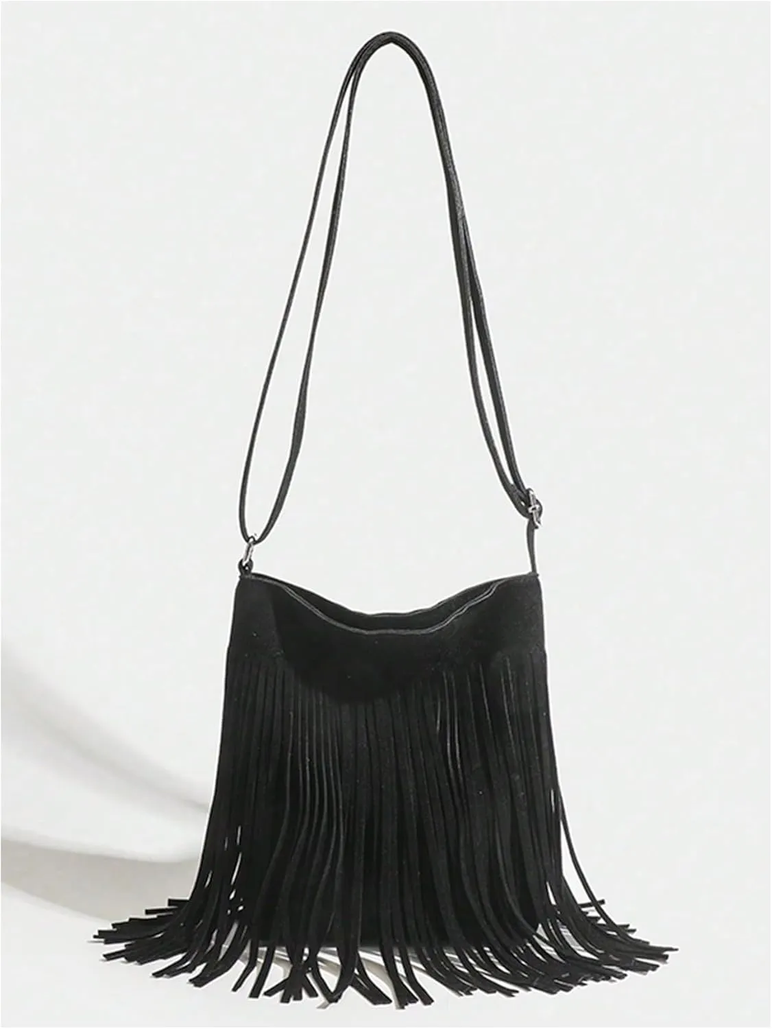 QWINEE Women's Fringe Hobo Bags Tassel Vintage Suede Crossbody Bag Shoulder Bags