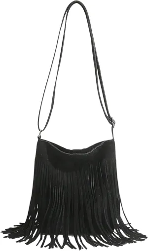 QWINEE Women's Fringe Hobo Bags Tassel Vintage Suede Crossbody Bag Shoulder Bags