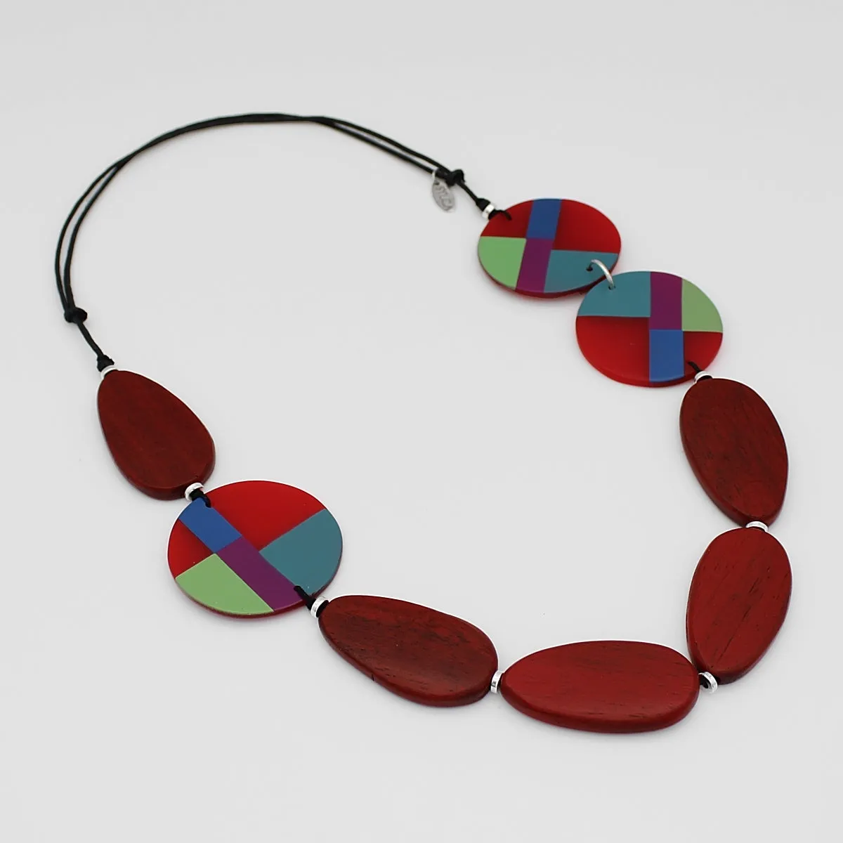 Red Mixed Media Poppy Necklace