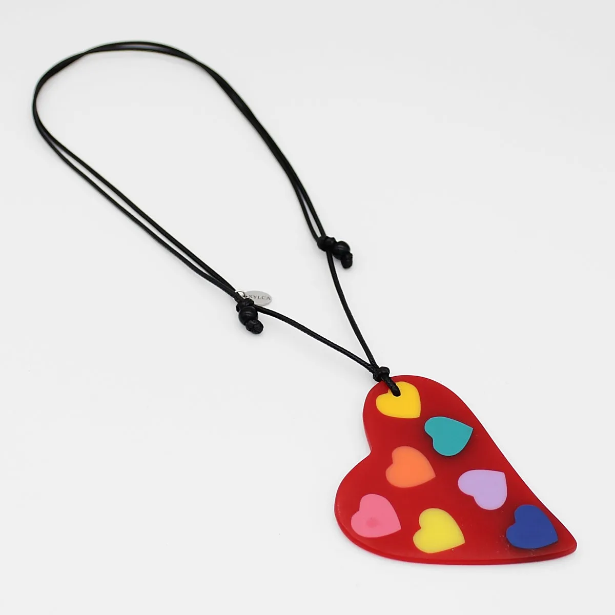 Red Multi-Color Fanciful Heart Pendant