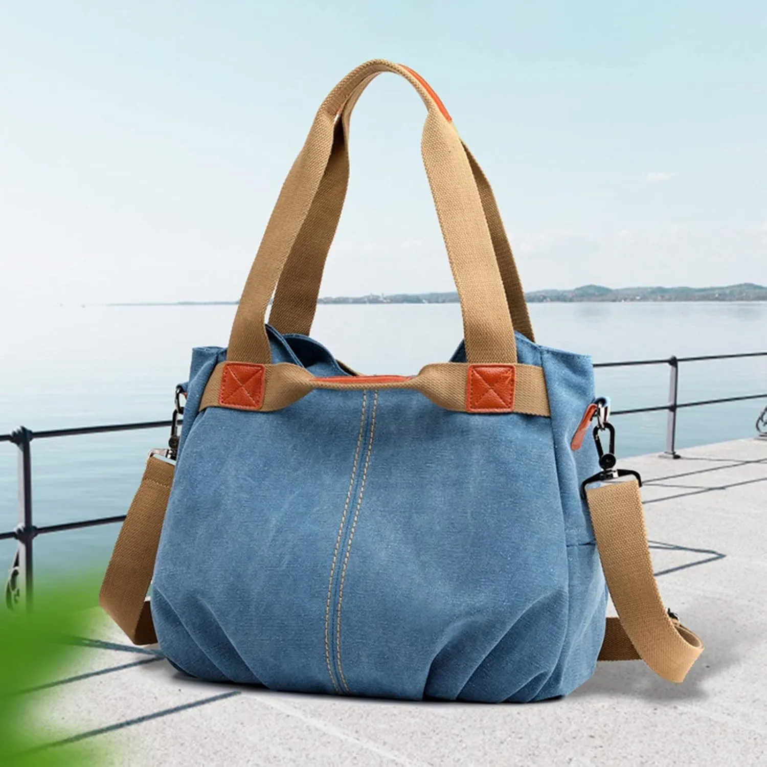 Retro Fashion One Shoulder Crossbody Women's Bag Large Capacity Fashion Handbag Women's Simple Mens (Sky Blue, One Size)