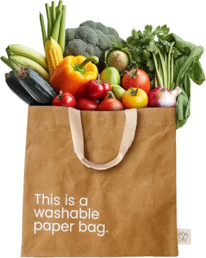 Reusable Grocery Tote Bag with Handles  Lightweight, Reusable Shopping Bags with Magnetic Closure, Washable & Durable Womens Travel Tote, Eco-friendly, Replaces Single-Use Bags by New Earth, Brown