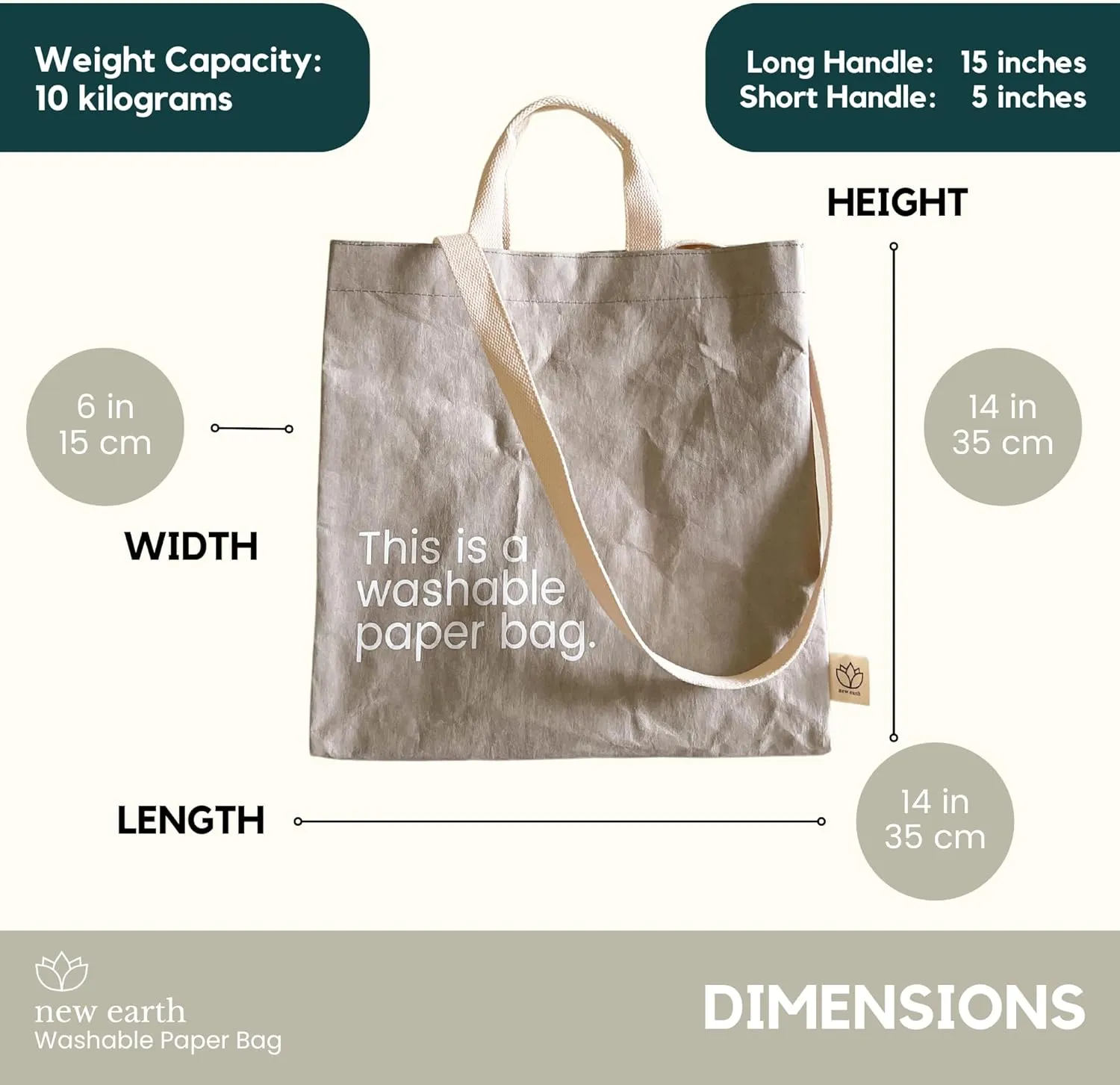 Reusable Grocery Tote Bag with Handles  Lightweight, Reusable Shopping Bags with Magnetic Closure, Washable & Durable Womens Travel Tote, Eco-friendly, Replaces Single-Use Bags by New Earth, Grey