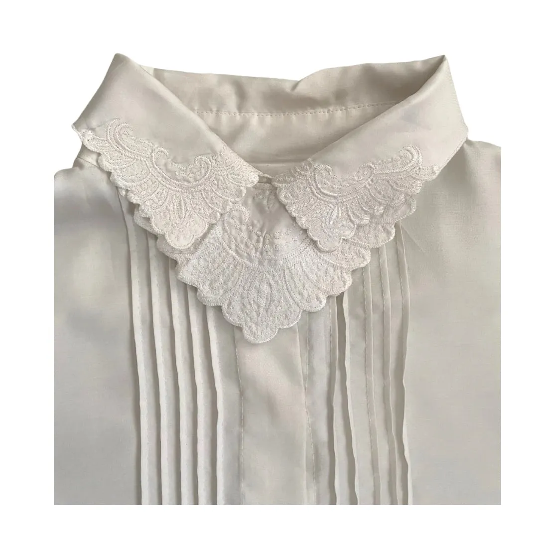 Scalloped Neck Vintage Shirt Creams SIZE 8
