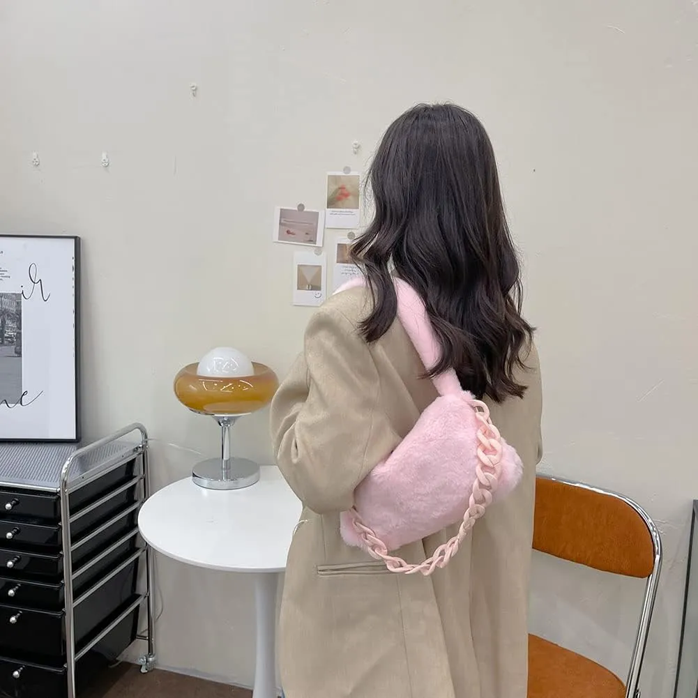 Shoulr Bags for Women P Tote Unrarm Bags t Fluffy Casl Shoulr