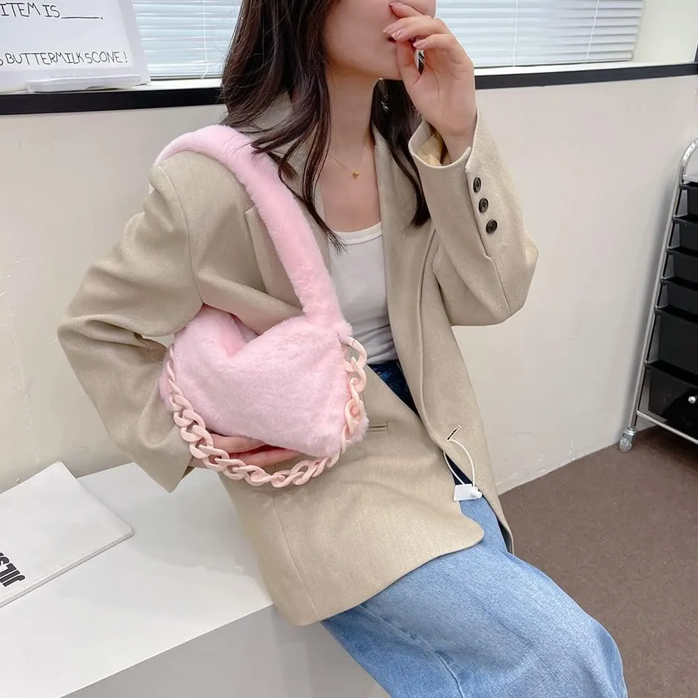 Shoulr Bags for Women P Tote Unrarm Bags t Fluffy Casl Shoulr