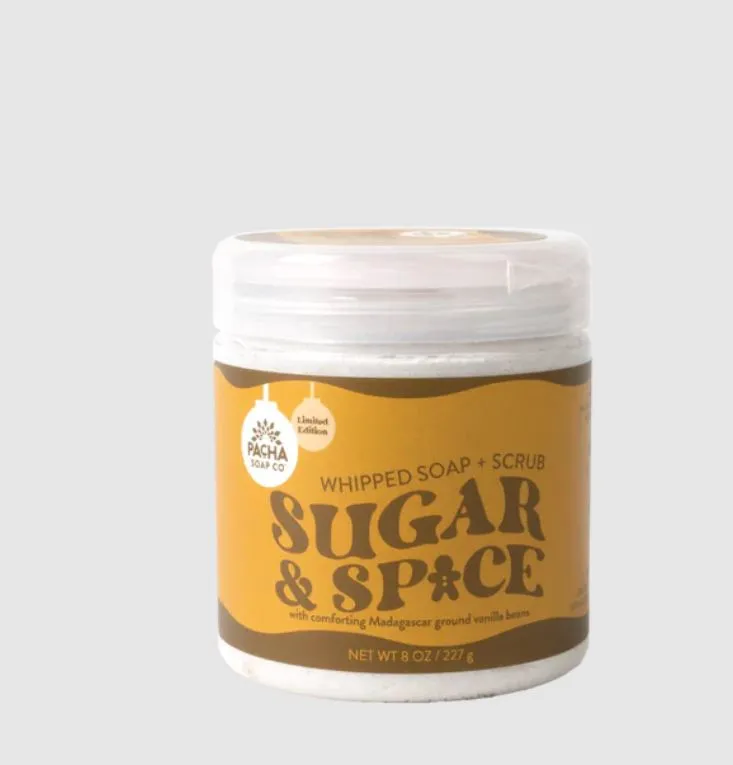 Shower Whip - Whipped Soap & Scrub Exfoliating Vegan Home For The Holidays/Sugar & Spice