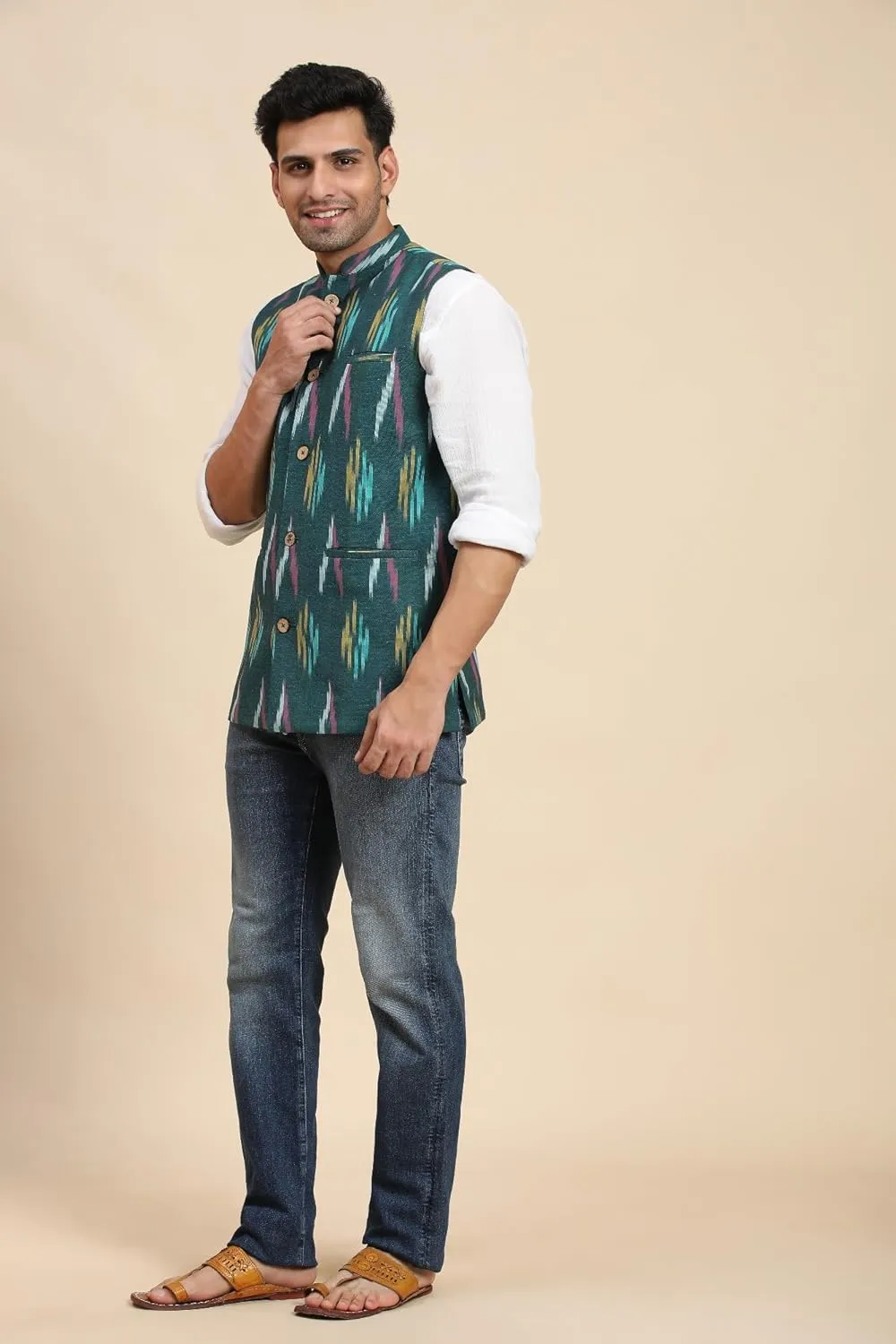SKAVIJ Men's Casual Nehru Jacket Business Vests Lightweight Waistcoat Slim Fit Suit Vest