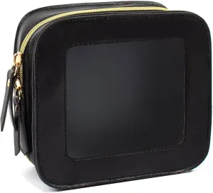 Small Clear Makup Bag, Clear Cosmetic Bags with Zipper Waterproof Small Travel Cosmetic Case Cute Make Up Pouch Mini Car Essentials for Women Travel Car Organizer (Mini Black)