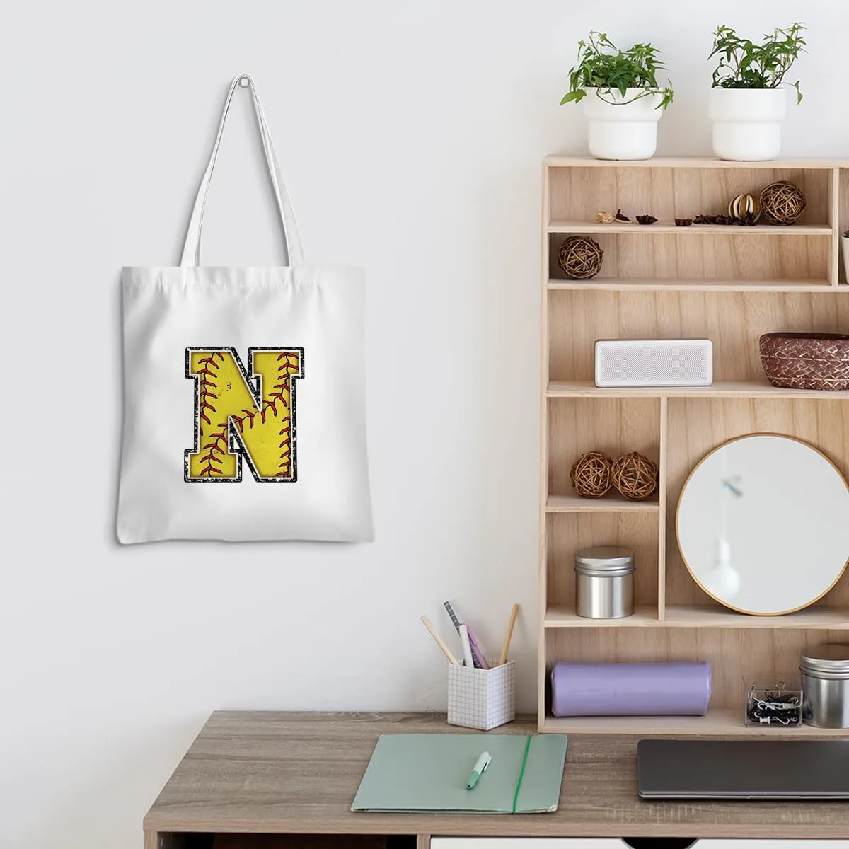 Softball Gifts Initial Tote Bag Reusable Grocery Bags Personalized Beach Bag Wedding Monogrammed Gifts for Women