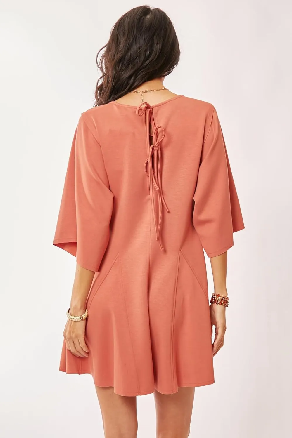 Solid Draped Sleeve Ties Back Skort Romper