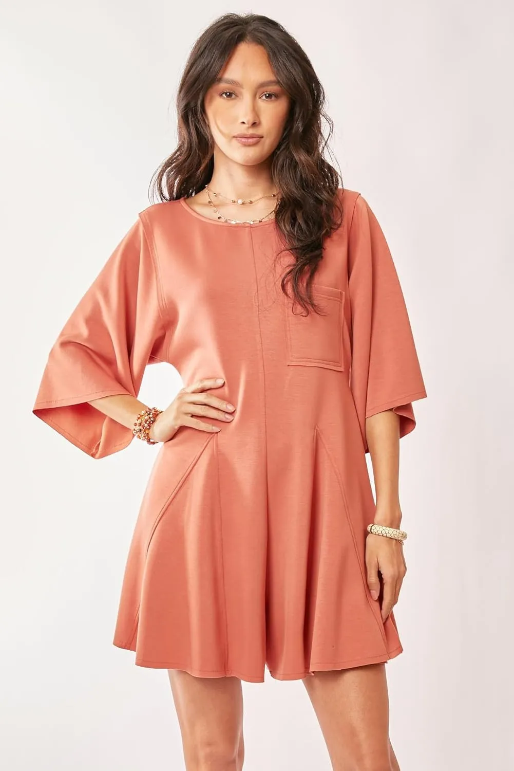 Solid Draped Sleeve Ties Back Skort Romper