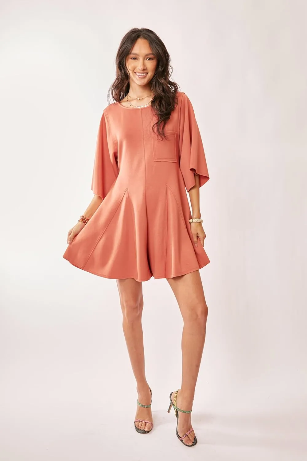 Solid Draped Sleeve Ties Back Skort Romper