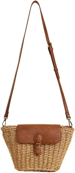 Square Shoulder Bag with Woven Beach, Grass and Paper Rope Accents: Perfect for Any Occasion
