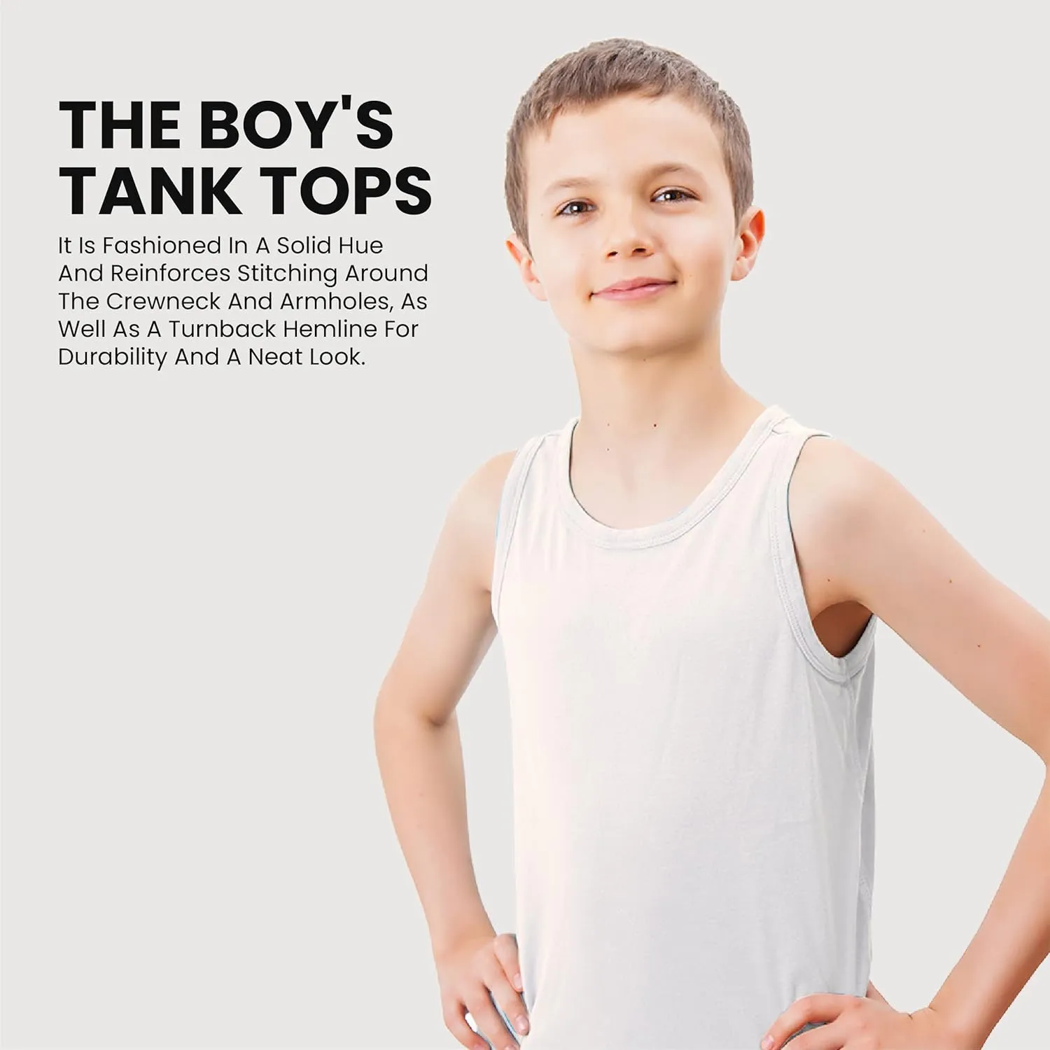 Studio 3 Little/Big Boys Value Pack Rib Knit Tank Tops and Crew Neck Undershirt Everyday Wear Tees