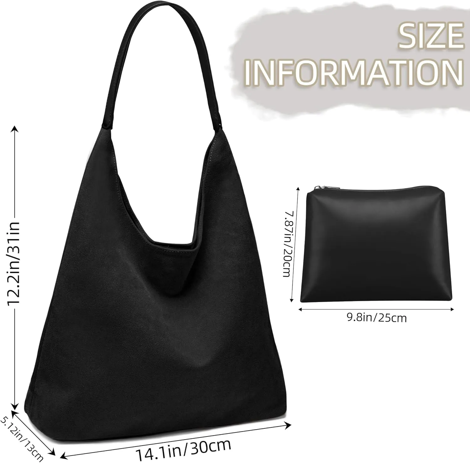 Suede Bags for Women: 2 Pcs Slouchy, Retro Tote, Hobo & Shoulder Bags