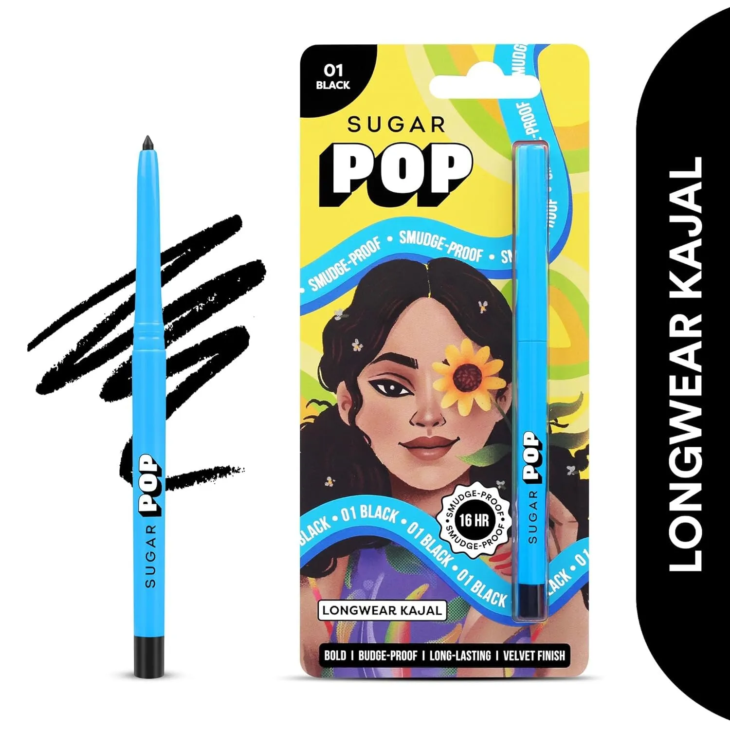 SUGAR POP 4 in 1 Lip Twist - 01 & SUGAR POP Longwear Kajal Matte Finish Combo