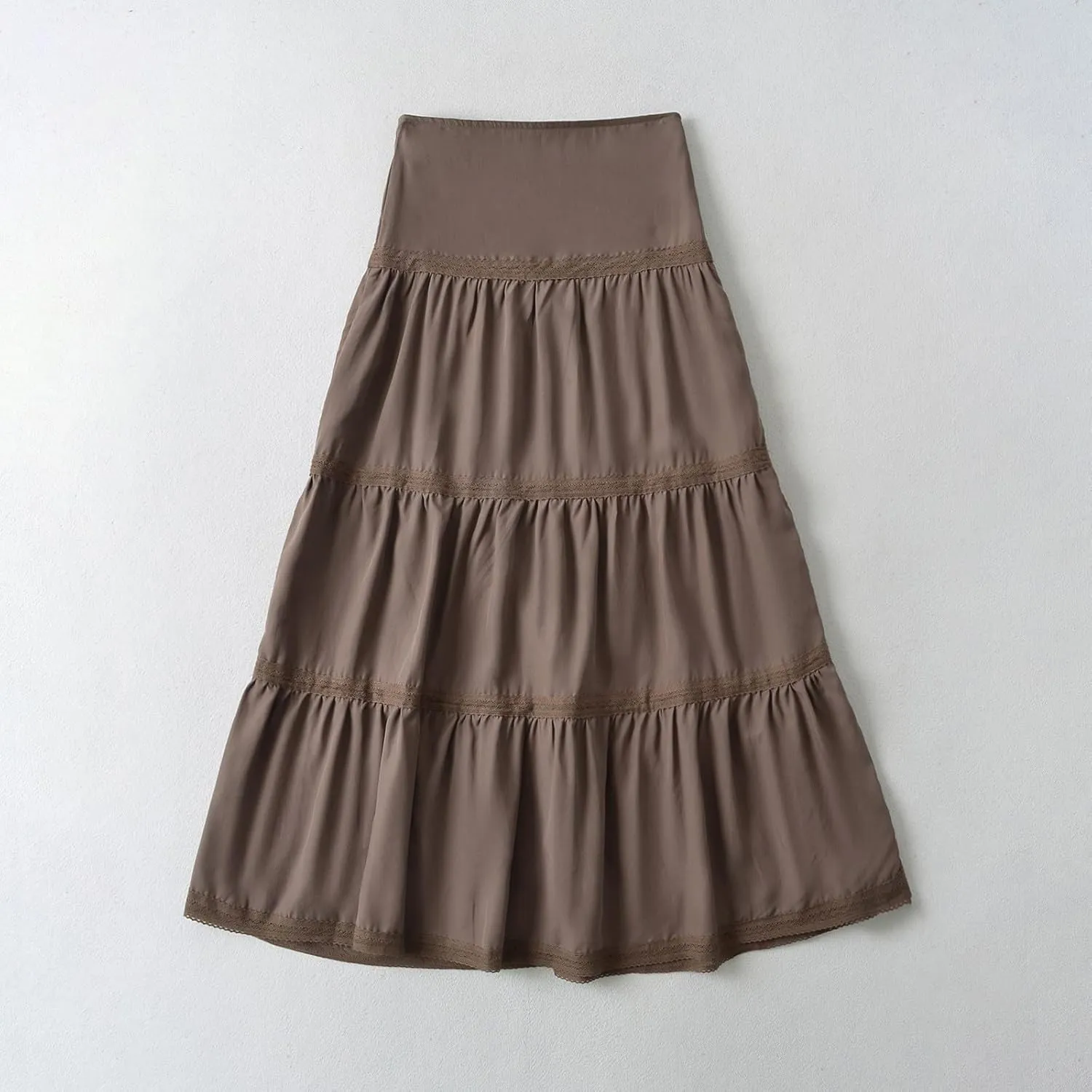 Summer Boho Maxi Skirt for Women 2025 Trendy Elastic Waist Pleated Tiered Skirts Casual Flowy A Line Beach Skorts