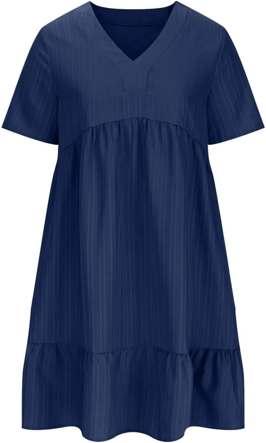 Summer Dresses for Women 2025 Pleated Tiered A Line Flowy Midi Dress Ladies Casual Fashion Short Sleeve V Neck Sundresses