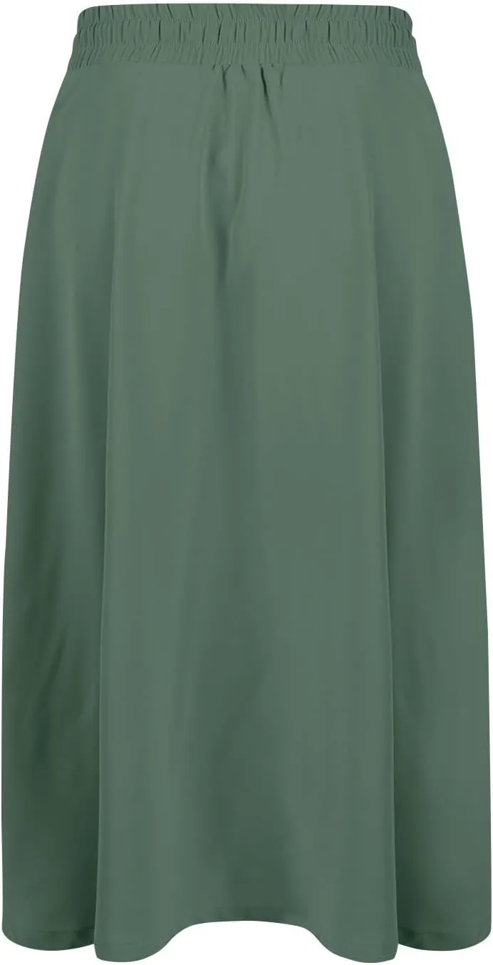 Summer Skirts for Women 2025 Midi Length Boho Floral Elastic High Waist Pleated A Line Skirts with Pockets Beach Coverups