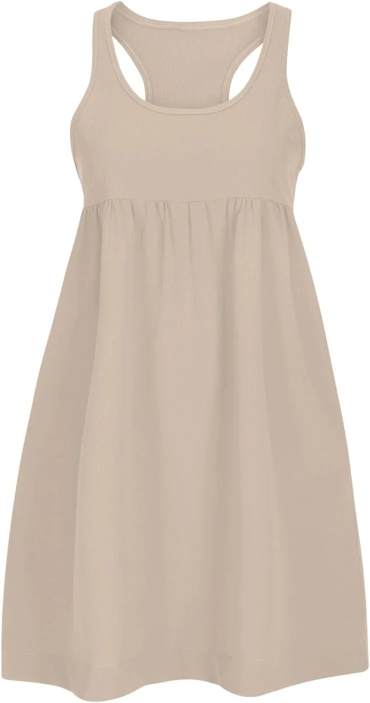 Sun Dresses for Women Racerback Athletic Beach Dress Square Neck Sleeveless Babydoll Dress Summer Flowy Mini Dresses