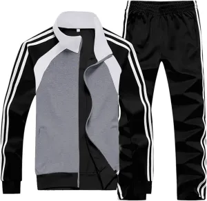 Sun Lorence Men's Athletic Running Tracksuit Set Casual Full Zip Jogging Sweat Suit