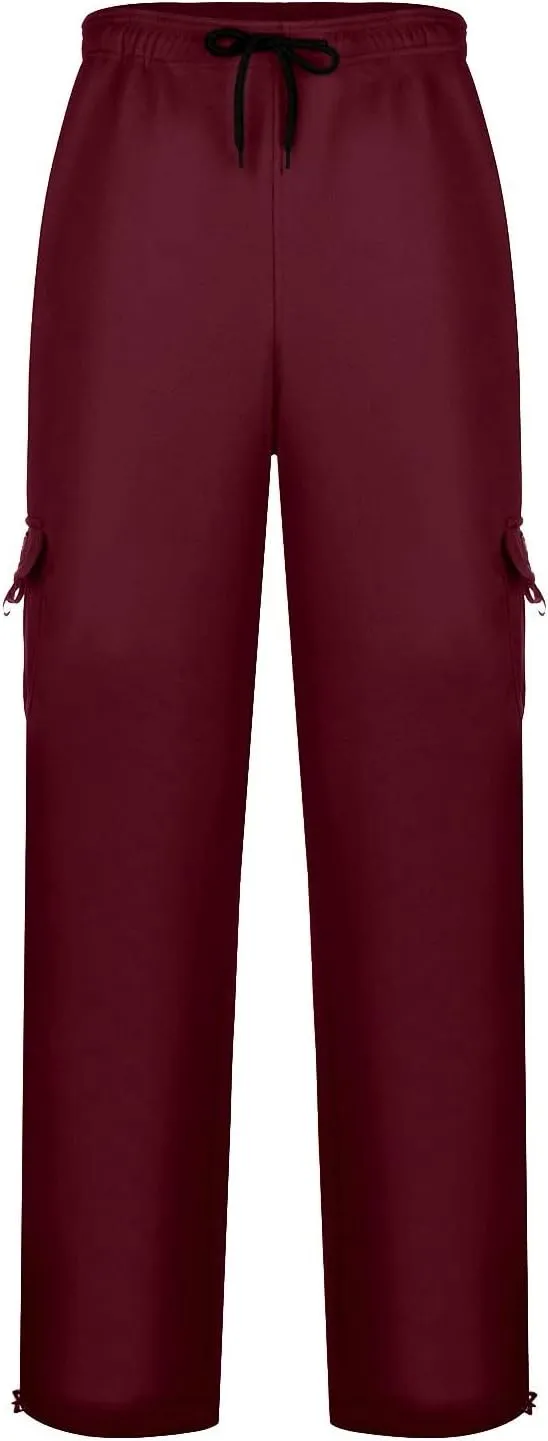 Sweatpants for Men Fashion Personalized Casual Solid Color Tie Multi-Pocket Drawstring Cargo Pants Trousers