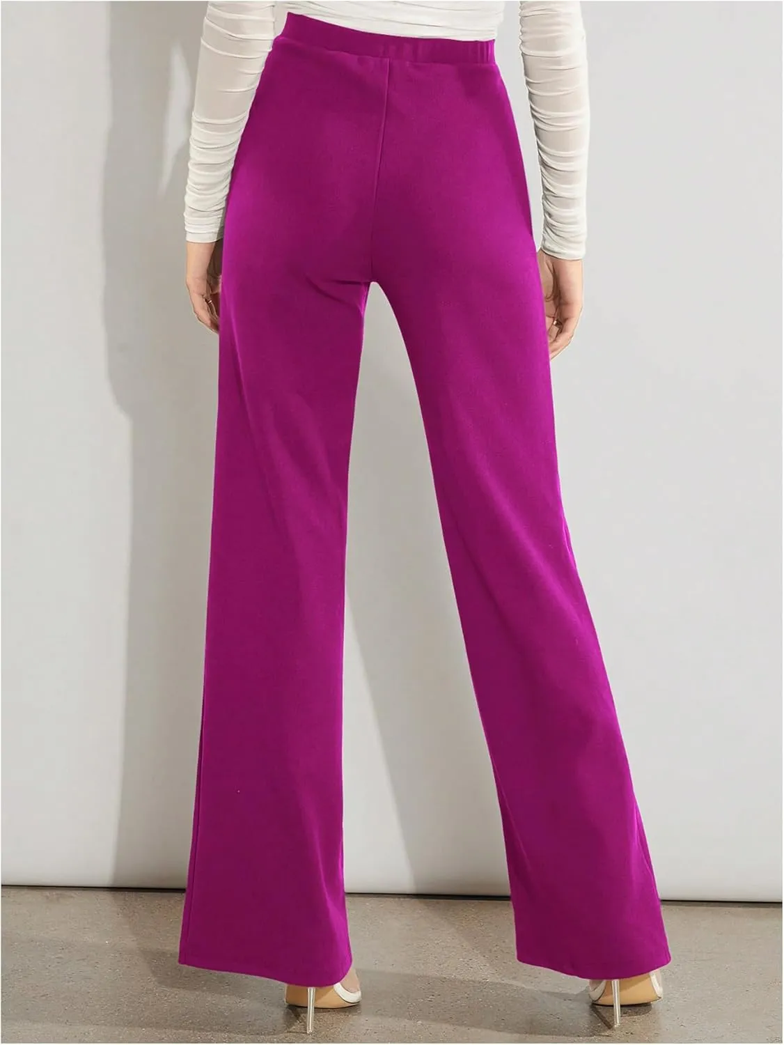 SweatyRocks Women's Casual High Waisted Wide Leg Long Pant Trouser Business Work Pants