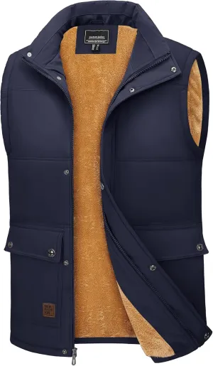 TACVASEN Men's Outdoor Vests Full Zip Up Warm Fleece Lining Sleeveless Outwear