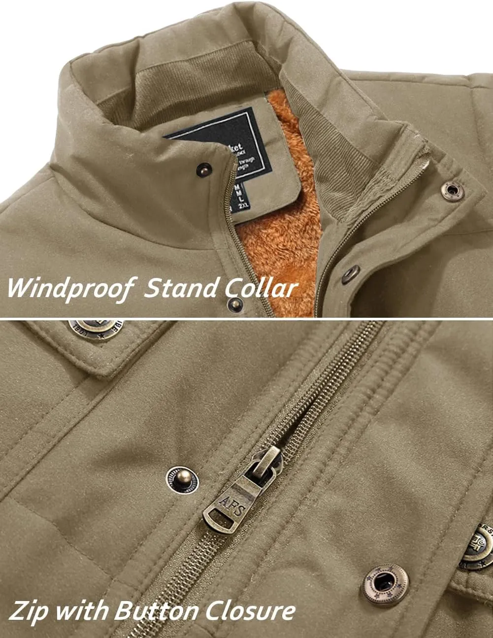 TACVASEN Men's Outdoor Vests Full Zip Up Warm Fleece Lining Sleeveless Outwear