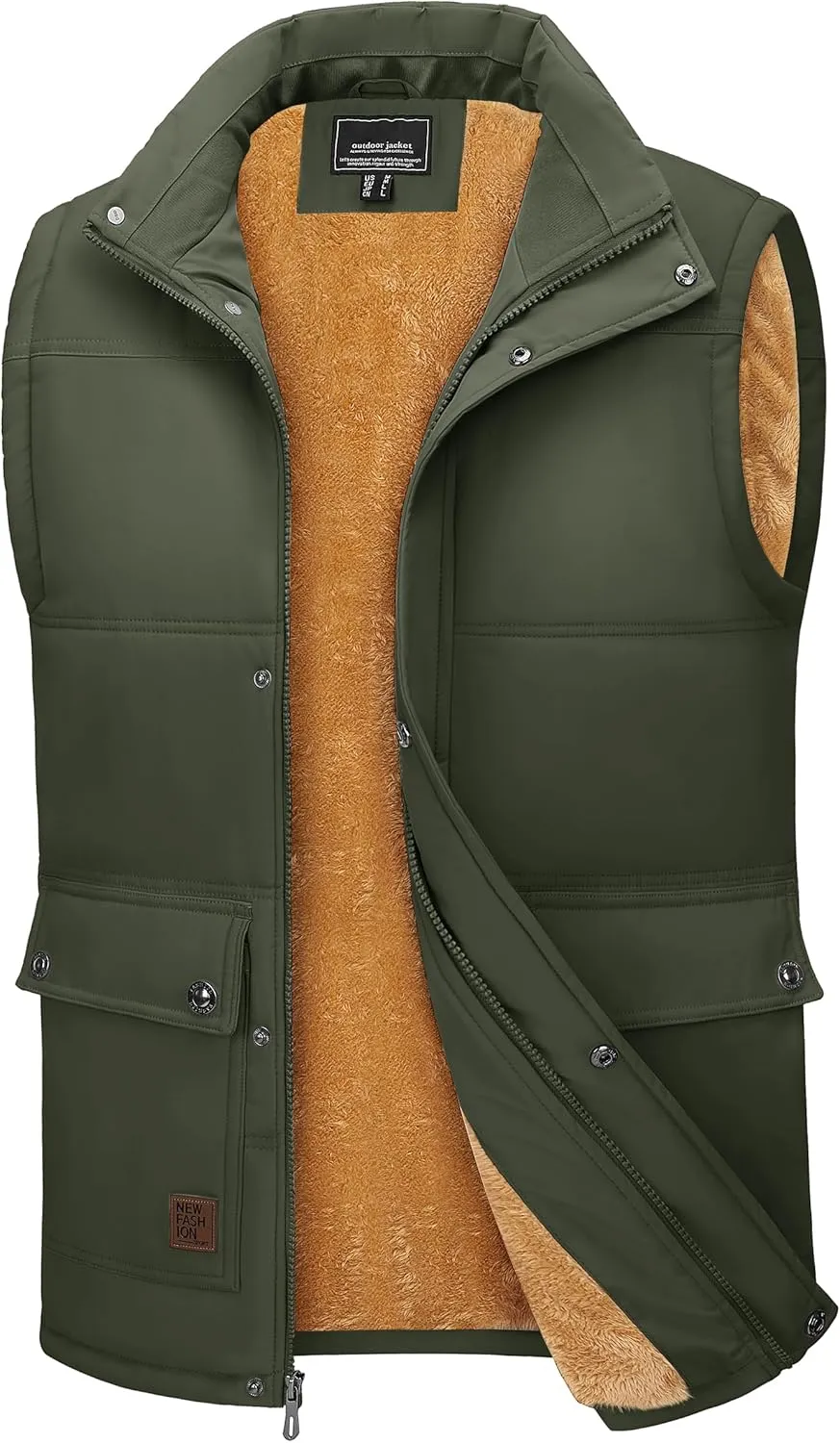 TACVASEN Men's Outdoor Vests Full Zip Up Warm Fleece Lining Sleeveless Outwear