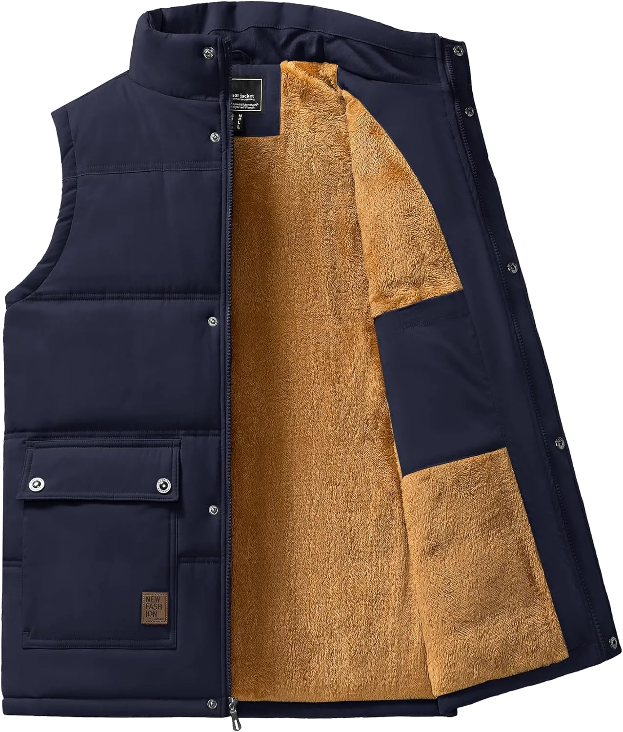 TACVASEN Men's Outdoor Vests Full Zip Up Warm Fleece Lining Sleeveless Outwear
