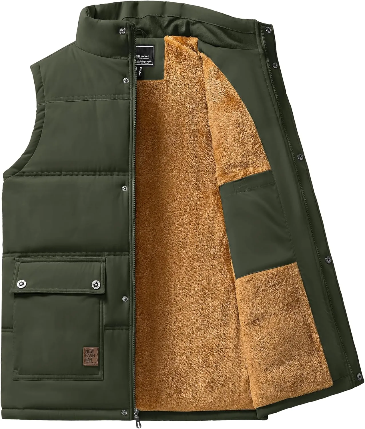 TACVASEN Men's Outdoor Vests Full Zip Up Warm Fleece Lining Sleeveless Outwear